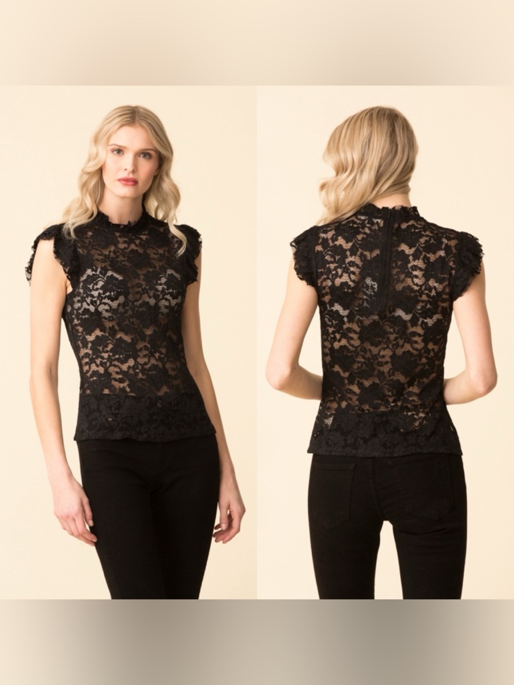 L’AGENCE Kassia Ruffle Lace Top